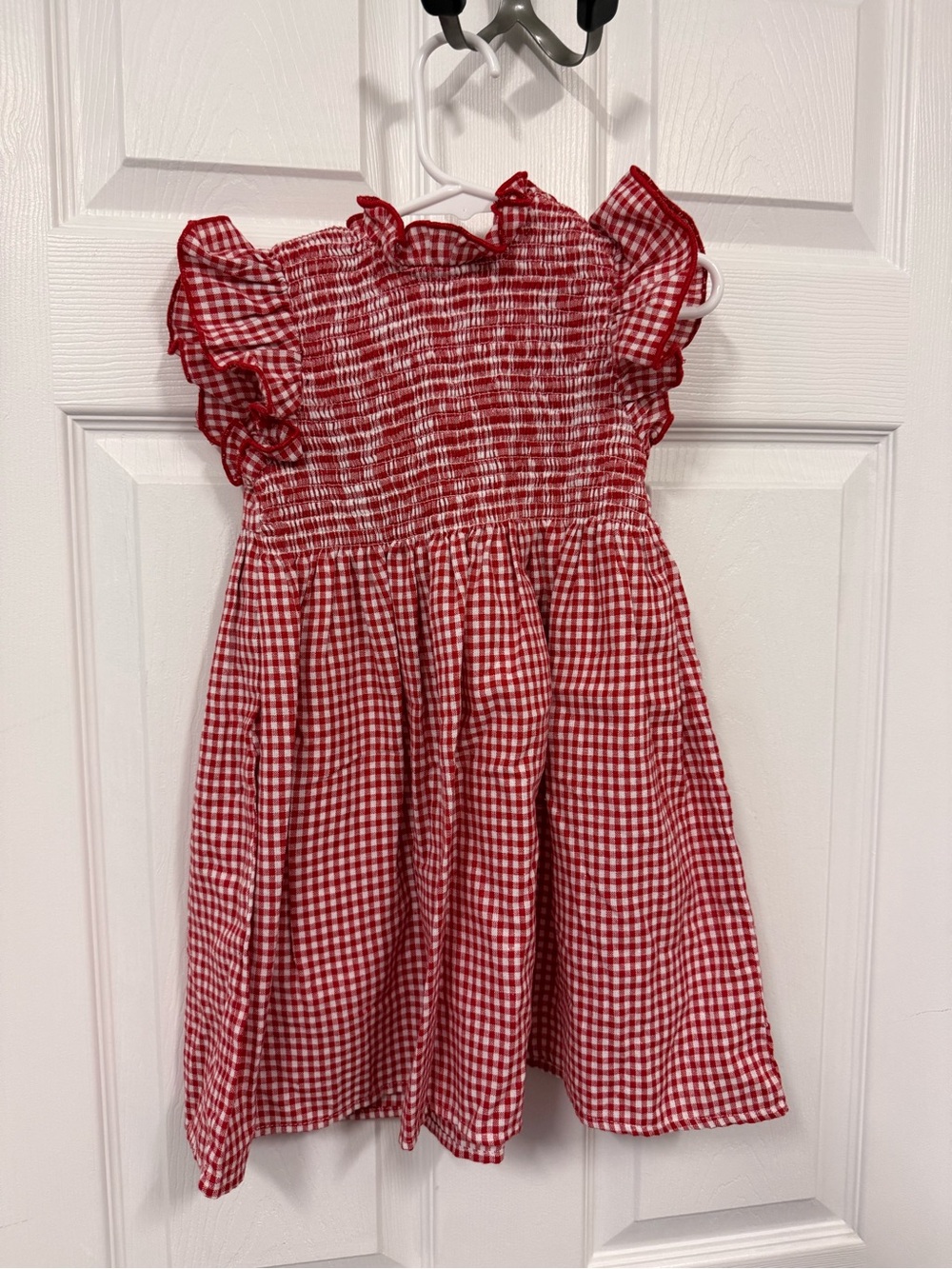 Ella Red and White Gingham Smocked Dress